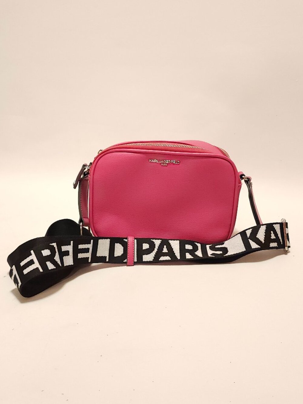 Karl Lagerfeld Paris Fuchsia Pink Camera Crossbody Hand Bag NWOT $178